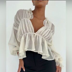 Mable collection Women’s  ivory sheer top chic days mermaid way Blouse